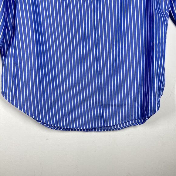 J. McLaughlin Natasha Blue White Striped Off Shoulder 100% Cotton Top Size Small - Picture 9 of 9